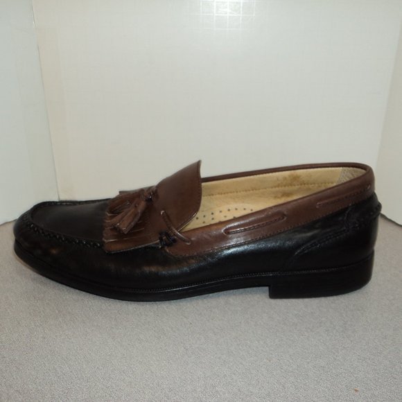 Dockers Men's 11 M Leather Loafers Shoes Black Brown Slip On Tassels Heels - Picture 10 of 13
